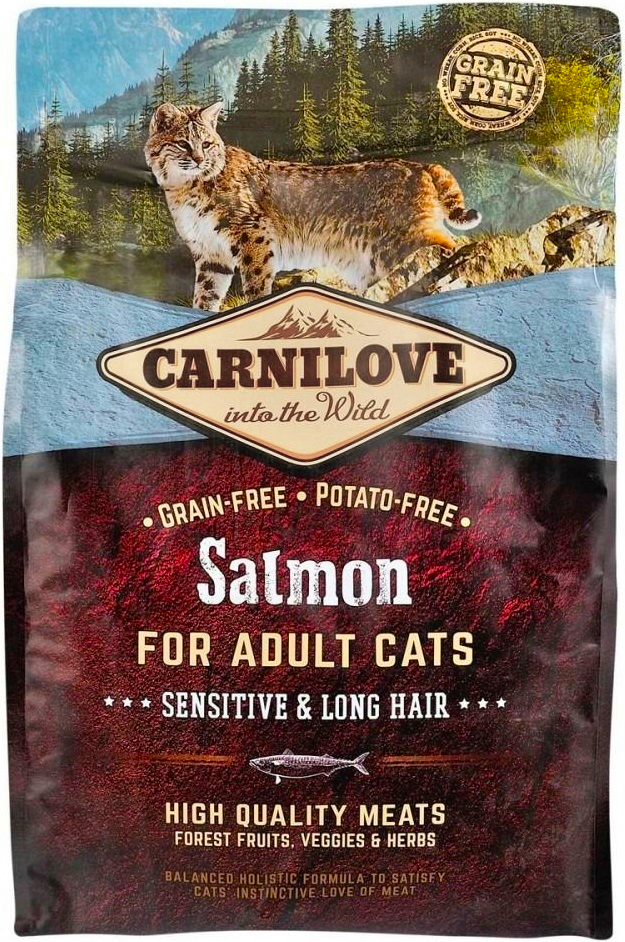 Сухой корм для котов Carnilove Cat Sensitive & Long Hair с чувствительным пищеварением лосось 2 кг фото 2