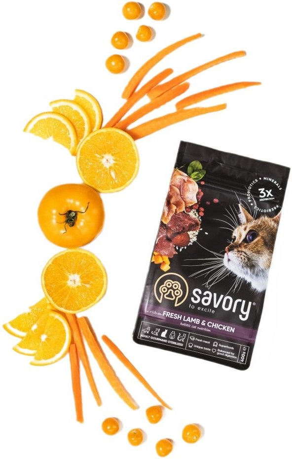 Сухий корм для стерилізованих котів Savory зі свіжим м'ясом ягняти и курки 400 гфото