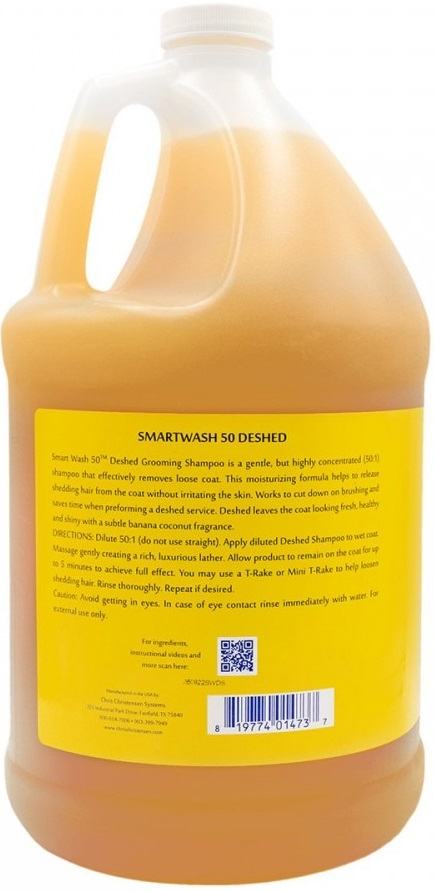 Шампунь для собак та котів Chris Christensen Smartwash 50 DeShed для полегшення линяння 3,8лфото