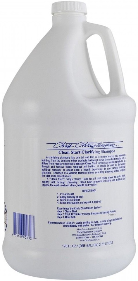 Шампунь для собак та котів Chris Christensen Clean Start для догляду за шерстю 3,8лфото2