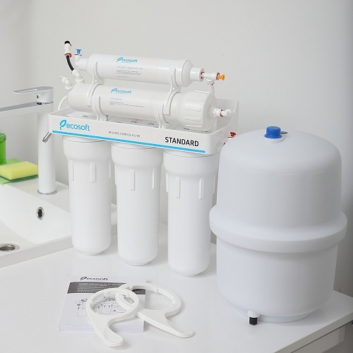 Комплект змішувача для кухні з висувним виливом Grohe Blue Pure Minta з фільтром зворотного осмосу Ecosoft Standard 5-50фото