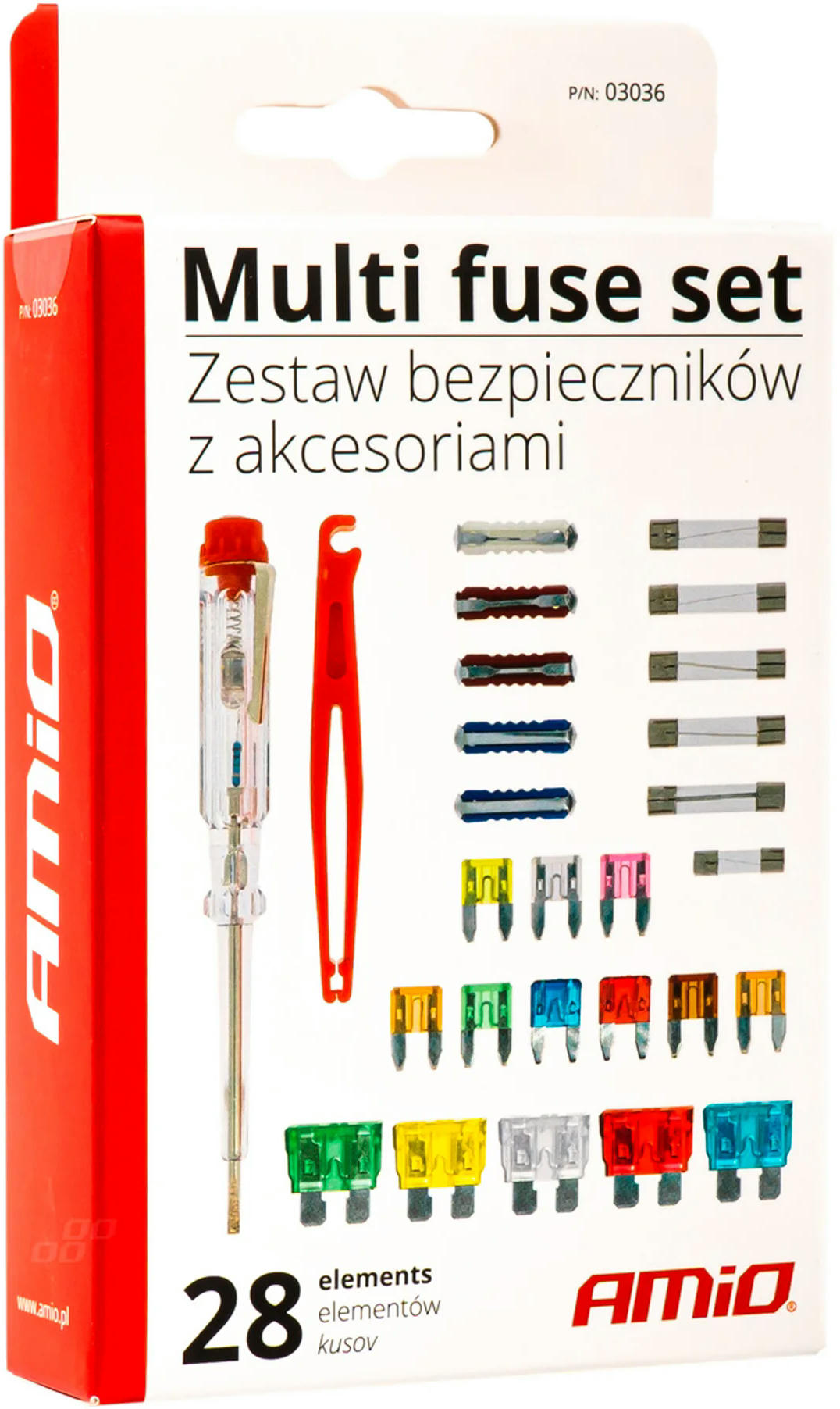 Набір запобіжників Amio з тестером затискачем 03036 (5903293030363)фото3