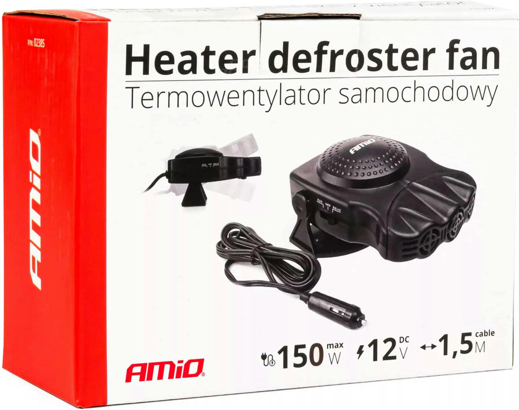 Тепловентилятор автомобільний Amio 12V 150W CH-02 02385 (5903293023853)фото5