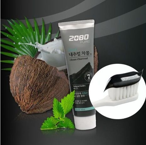 Зубная паста Aekyung 2080 Black Clean Charcoal Toothpaste с древесным углем 120 г фото 2