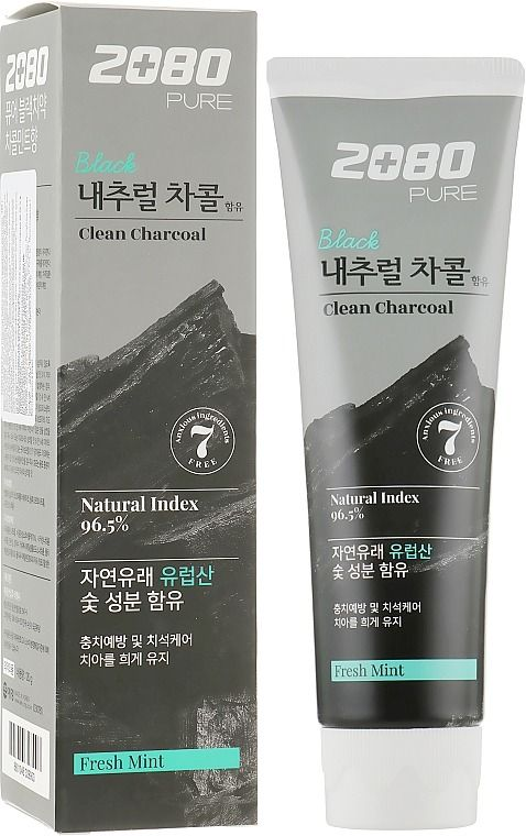 Зубная паста Aekyung 2080 Black Clean Charcoal Toothpaste с древесным углем 120 г фото 3