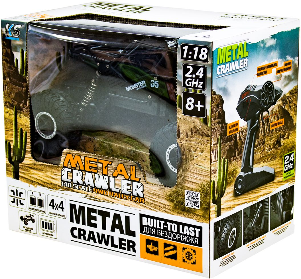 Автомобіль Off-Road Crawler на р/в Tiger (Матовий Чорний, Акум. 4,8V, Метал. Корпус, 1:18)фото10