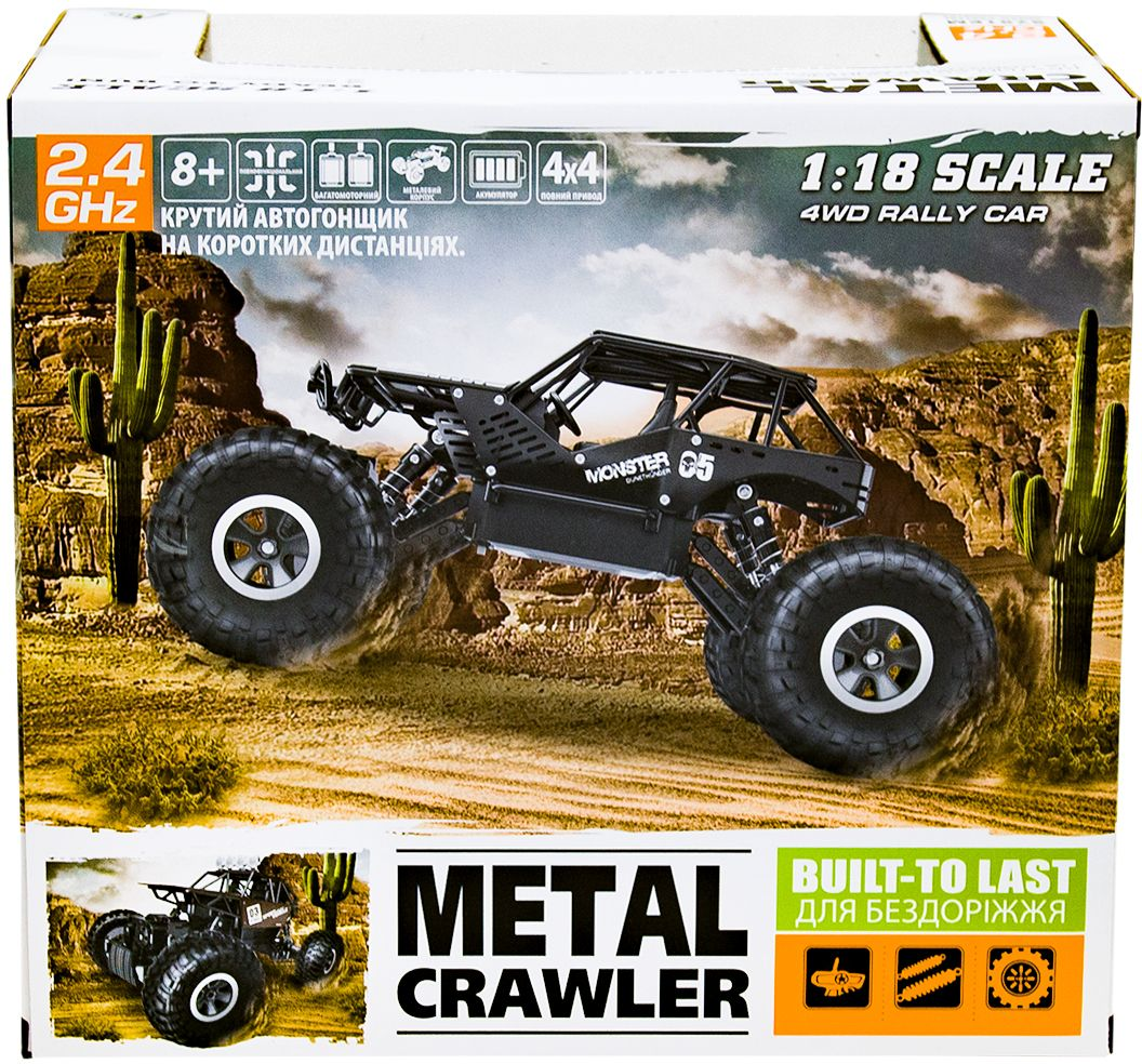 Автомобіль Off-Road Crawler на р/в Tiger (Матовий Чорний, Акум. 4,8V, Метал. Корпус, 1:18)фото13