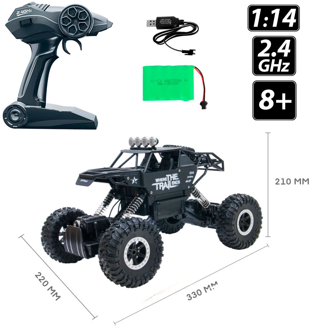 Автомобіль Off-Road Crawler на р/в Where The Trail Ends (Матов.Чорн., Акум.7.2V, Мет.Корпус,1:14)фото6