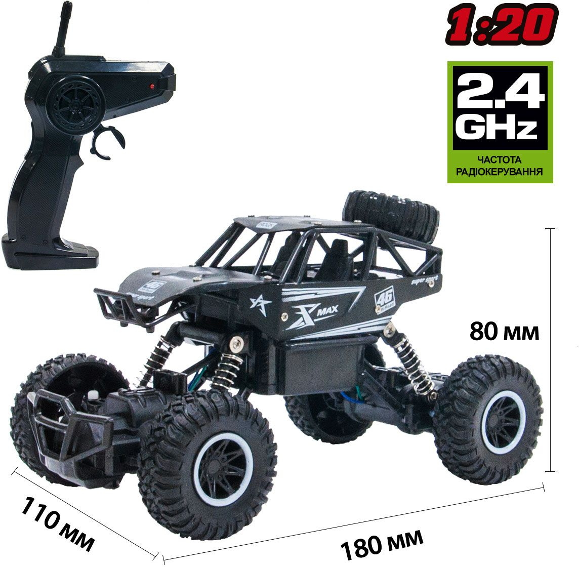 Автомобіль Off-Road Crawler на р/у Rock Sport (Чорний, Акум. 3,6V, Метал. Корпус, 1:20)фото6
