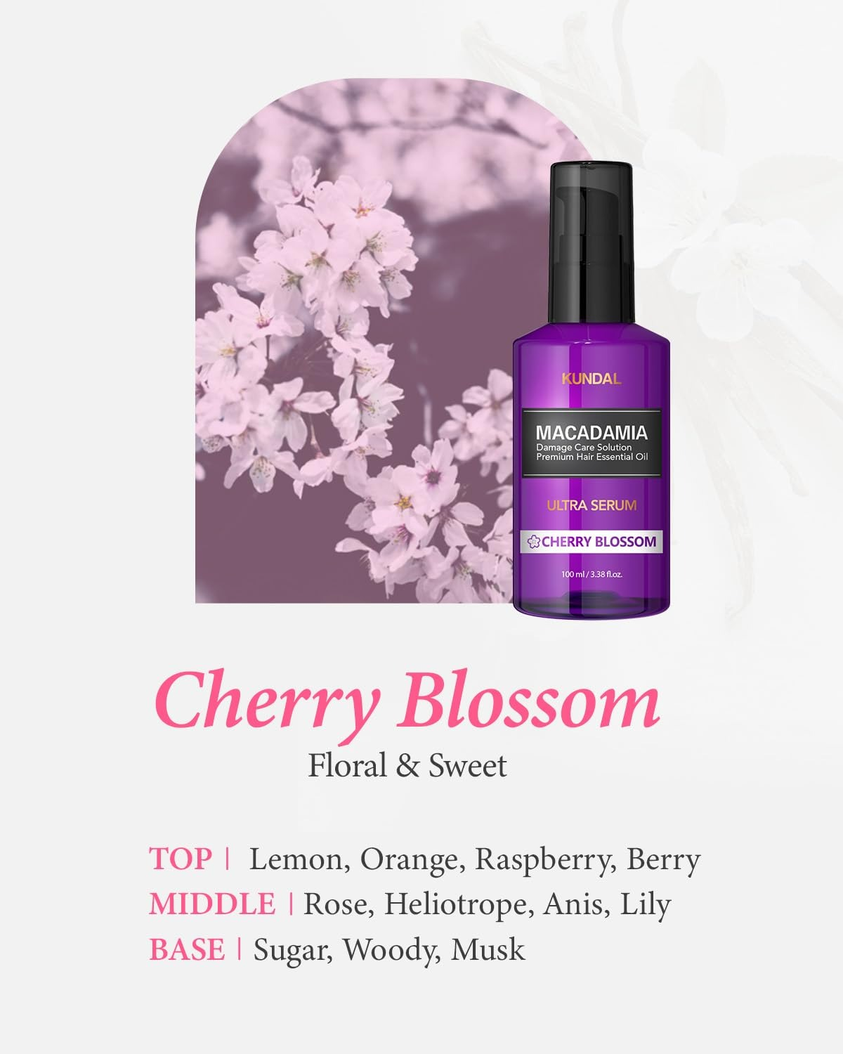 Масло-сироватка для волосся Kundal Macadamia Ultra Cherry Blossom 100 млфото3