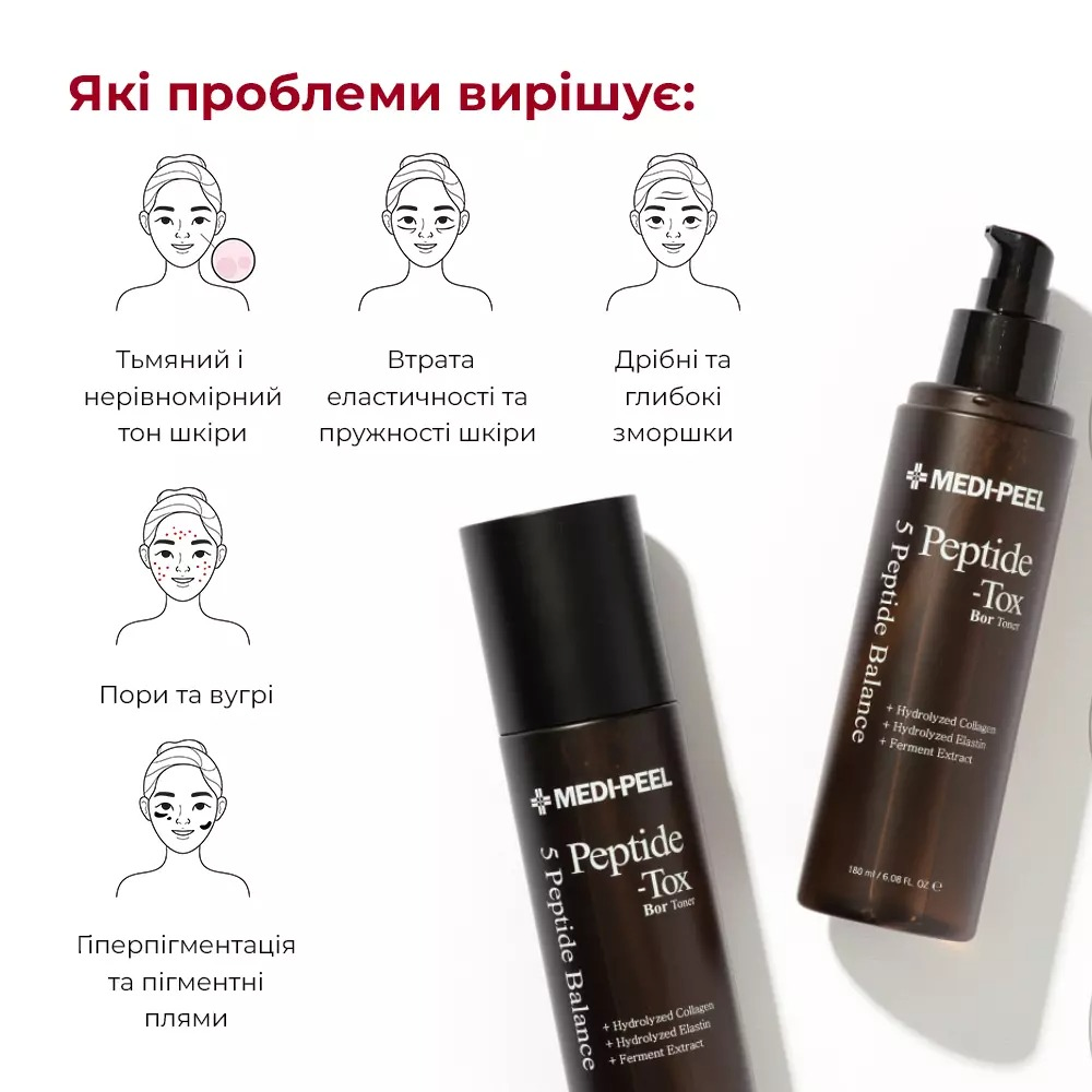 Тонер для лица Medi-Peel Peptide-Tox Bor пептидный 180 мл фото 3