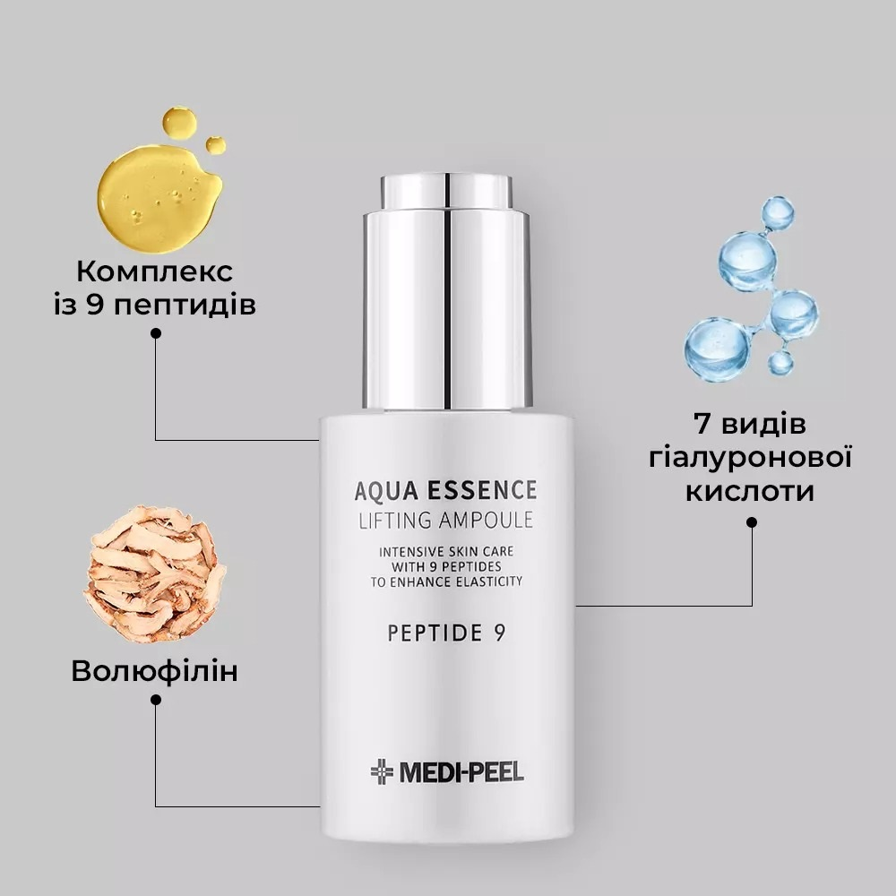 Сыворотка Medi-Peel Peptide 9 Aqua Essence антиоксидантный лифтинг с пептидами 50 мл фото 4