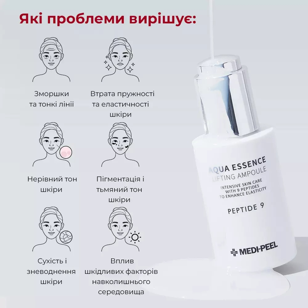 Сыворотка Medi-Peel Peptide 9 Aqua Essence антиоксидантный лифтинг с пептидами 50 мл фото 5