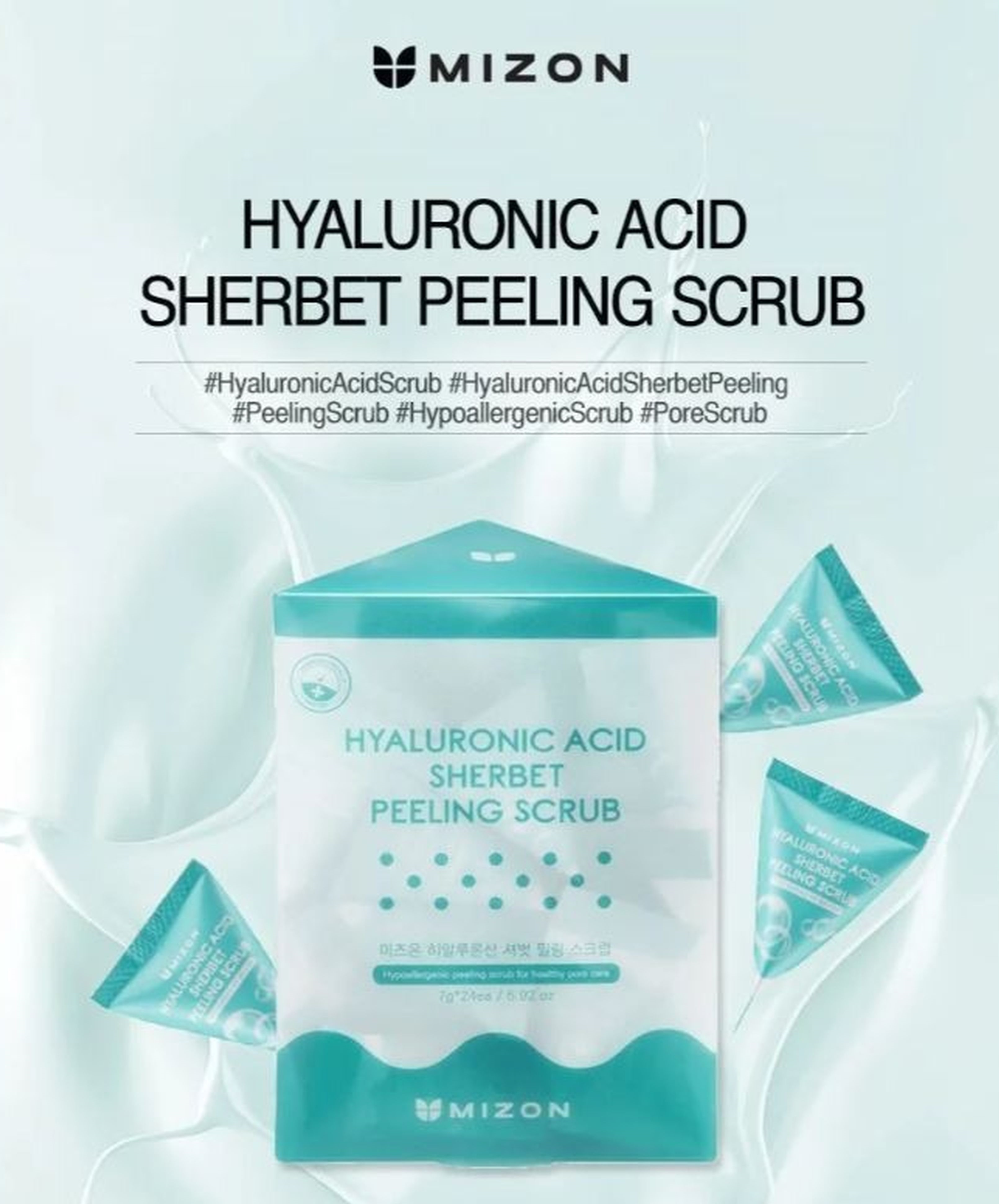 Скраб для лица Mizon Hyaluronic Sherbet Peeling Scrub с гиалуроновой кислотой 24*7г фото 3