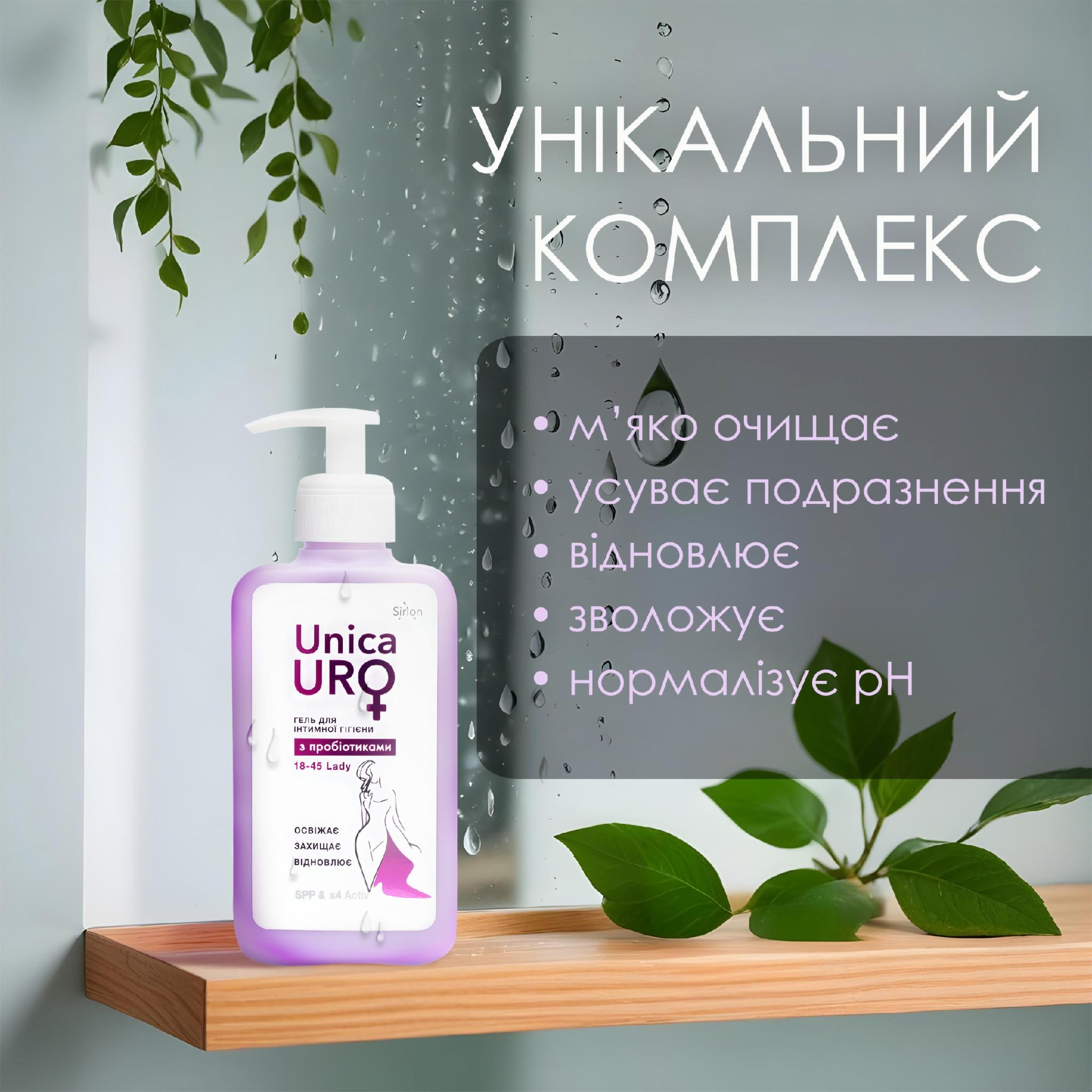 Гель для інтимної гігієни UnicaURO Lady 18-45 років з пробіотиками 250 млфото4