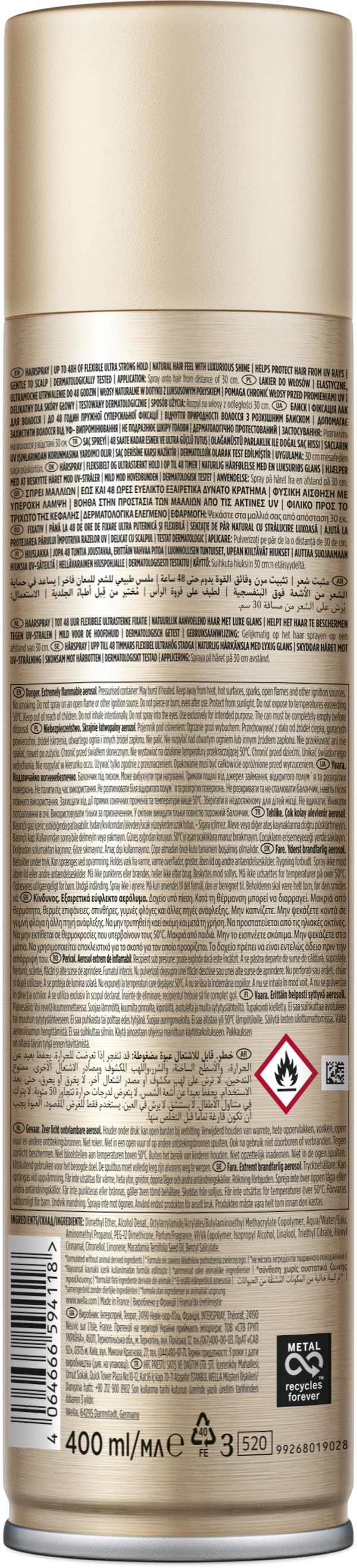 Лак для волос Wella Wellaflex Shine & Hold 5 Ultra Strong Hold 400 мл фото 2