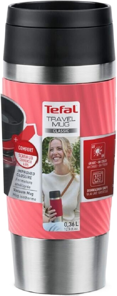 Термочашка Tefal Travel Mug Classic Twist, 360мл, нержавіюча сталь, кораловий (N2024410)фото4