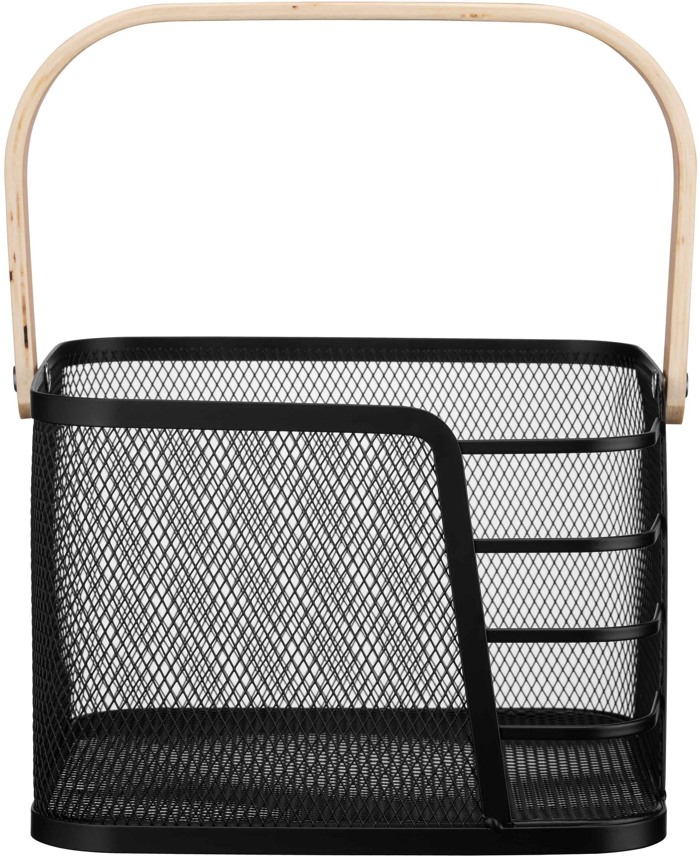Корзина с ручкой ARDESTO Midori 24х23.5х16.1см, металл, дерево, черный (AR0923B) фото 2