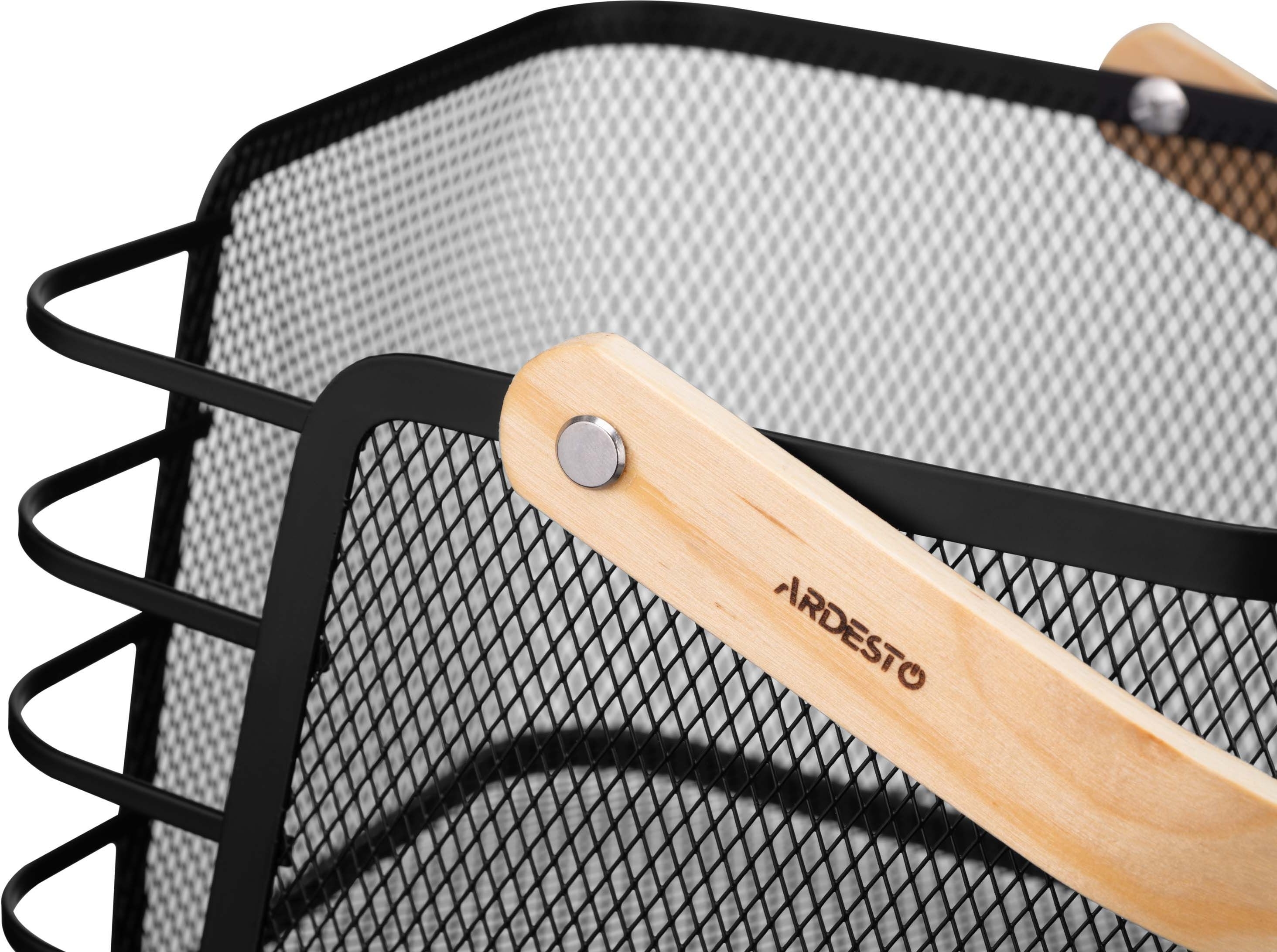 Корзина с ручкой ARDESTO Midori 24х23.5х16.1см, металл, дерево, черный (AR0923B) фото 4