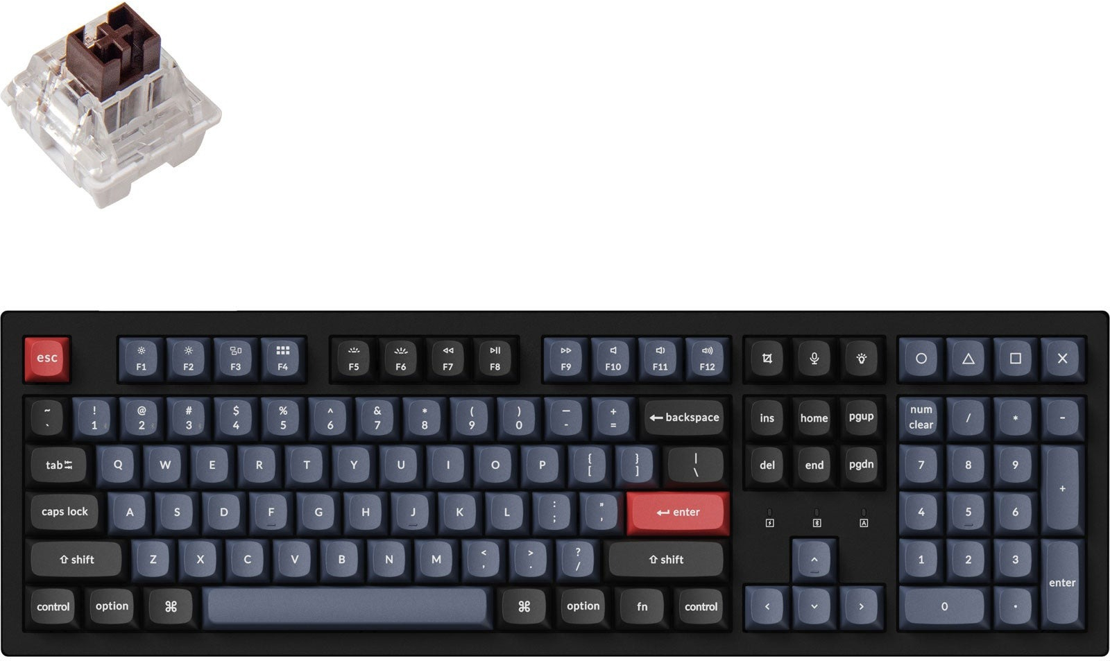 Клавиатура Keychron K10 PRO 108Key, K pro Brown, WL/BT/USB-A, Hot-Swap, QMK, EN/UKR, RGB, Black (K10P-H3-UA) фото 2