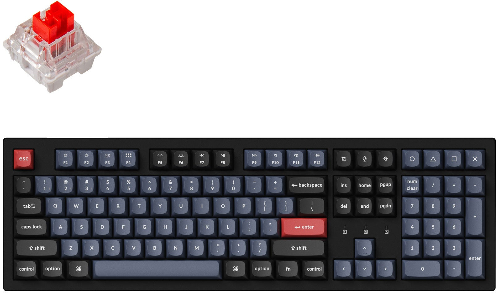 Клавиатура Keychron K10 PRO 108Key, K pro Red, WL/BT/USB-A, Hot-Swap, QMK, EN/UKR, RGB, Black (K10P-H1-UA) фото 2