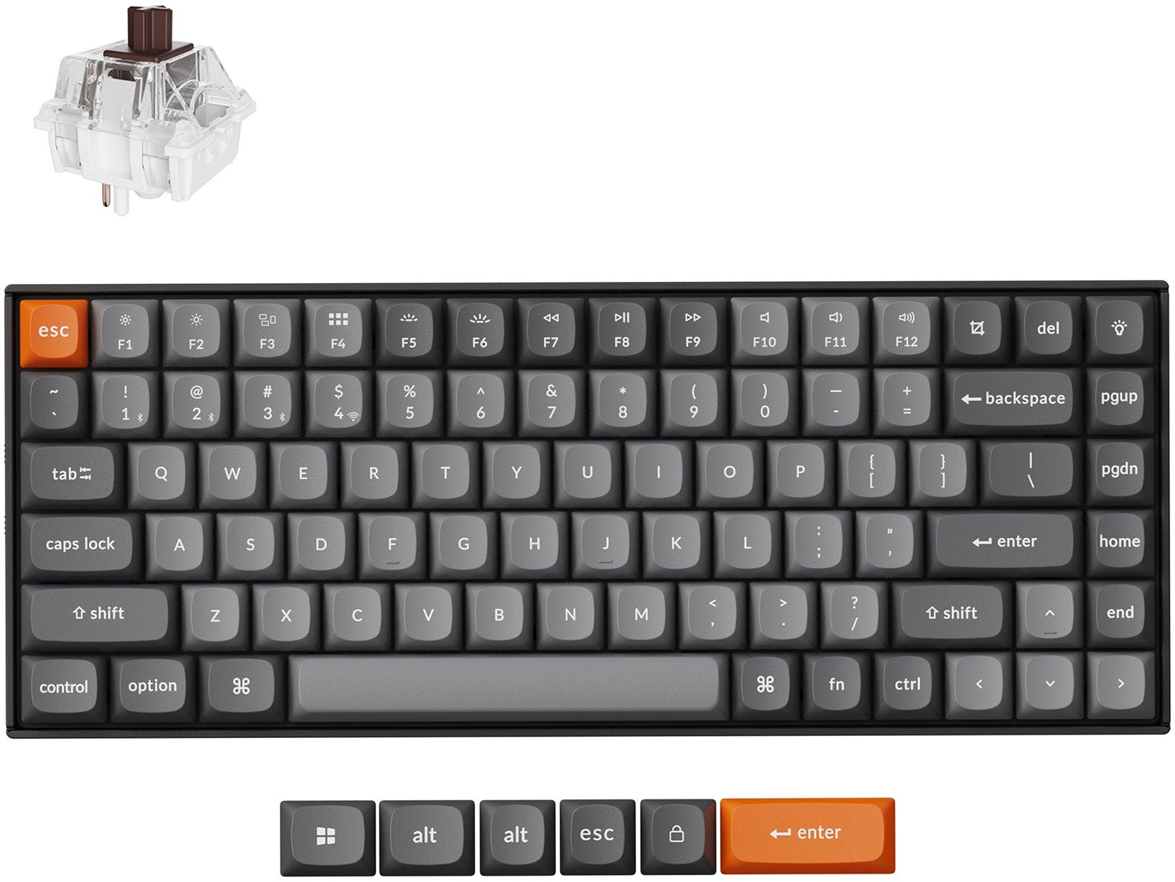 Клавиатура Keychron K2 Max 84Key, Keychron Super Brown, WL/BT/USB-A, QMK, EN/UKR, White Led, Black (K2M-A3-UA) фото 2