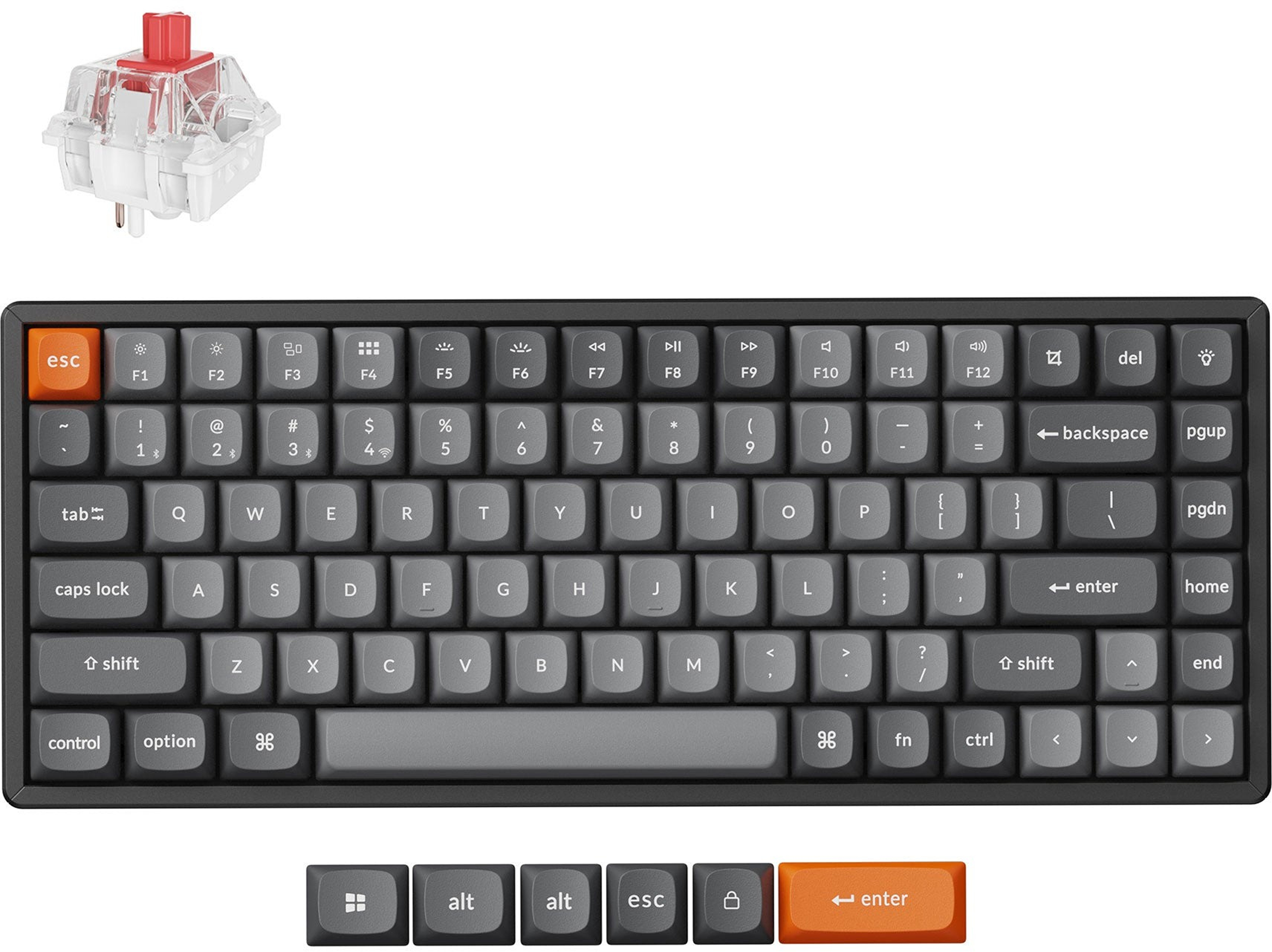 Клавиатура Keychron K2 Max 84Key, Keychron Super Red, WL/BT/USB-A, QMK, EN/UKR, RGB, Black (K2M-C1-UA) фото 2