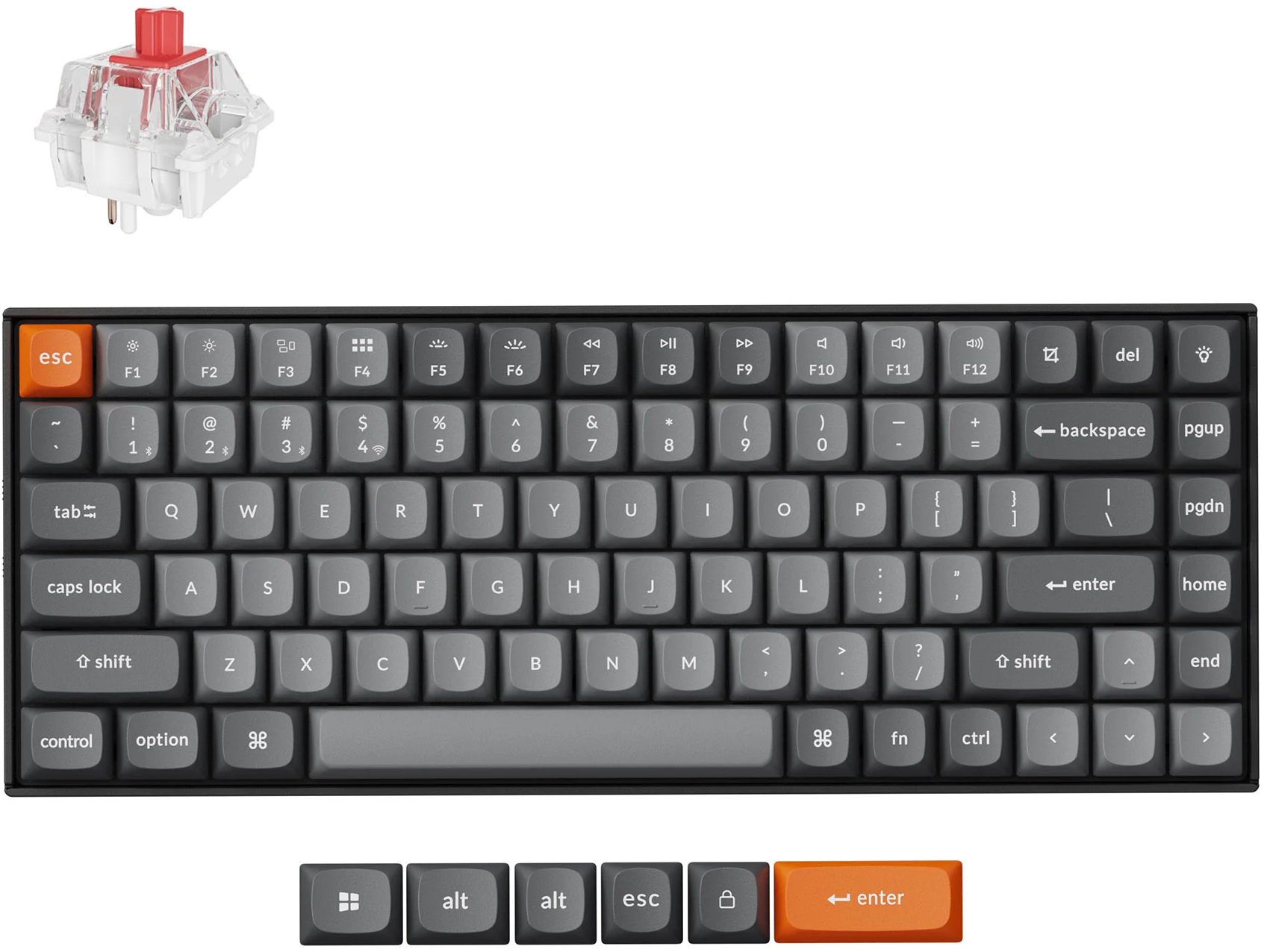 Клавиатура Keychron K2 Max 84Key, Keychron Super Red, WL/BT/USB-A, QMK, EN/UKR, White Led, Black (K2M-A1-UA) фото 2
