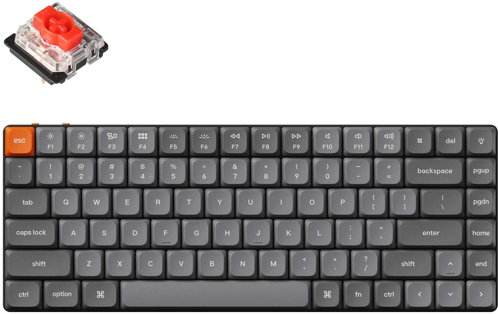 Клавіатура Keychron K3 Max 84Key, Gateron MX 2.0 Red, WL/BT/USB-A, QMK, EN/UKR, White Led, Black (K3M-A1-UA)фото