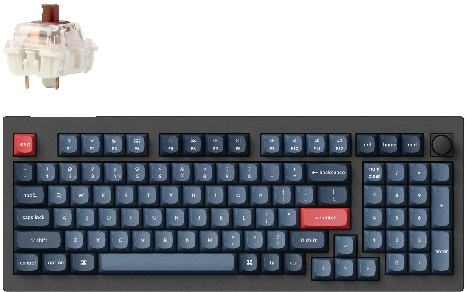 Клавиатура Keychron V5 Max Gateron Jupiter Brown, Knob, WL/BT/USB-A, Hot-Swap, QMK, EN/UKR, RGB, Black (V5M-D3-UA) фото 2
