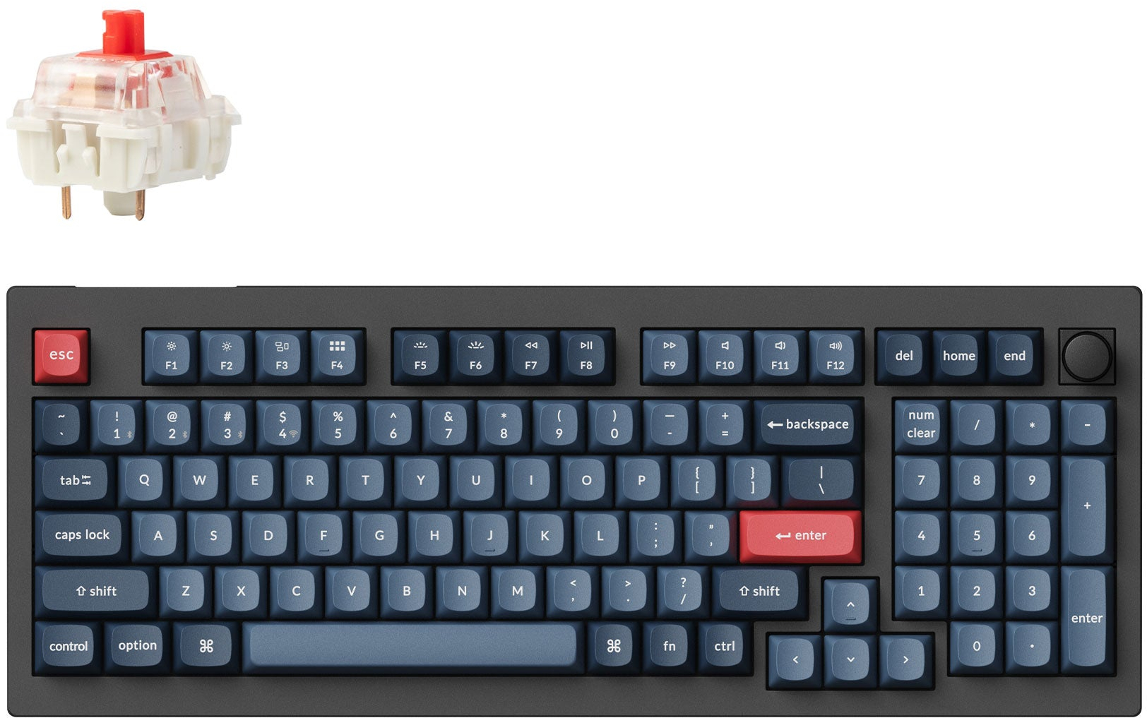 Клавиатура Keychron V5 Max Gateron Jupiter Red, Knob, WL/BT/USB-A, Hot-Swap, QMK, EN/UKR, RGB, Black (V5M-D1-UA) фото 2