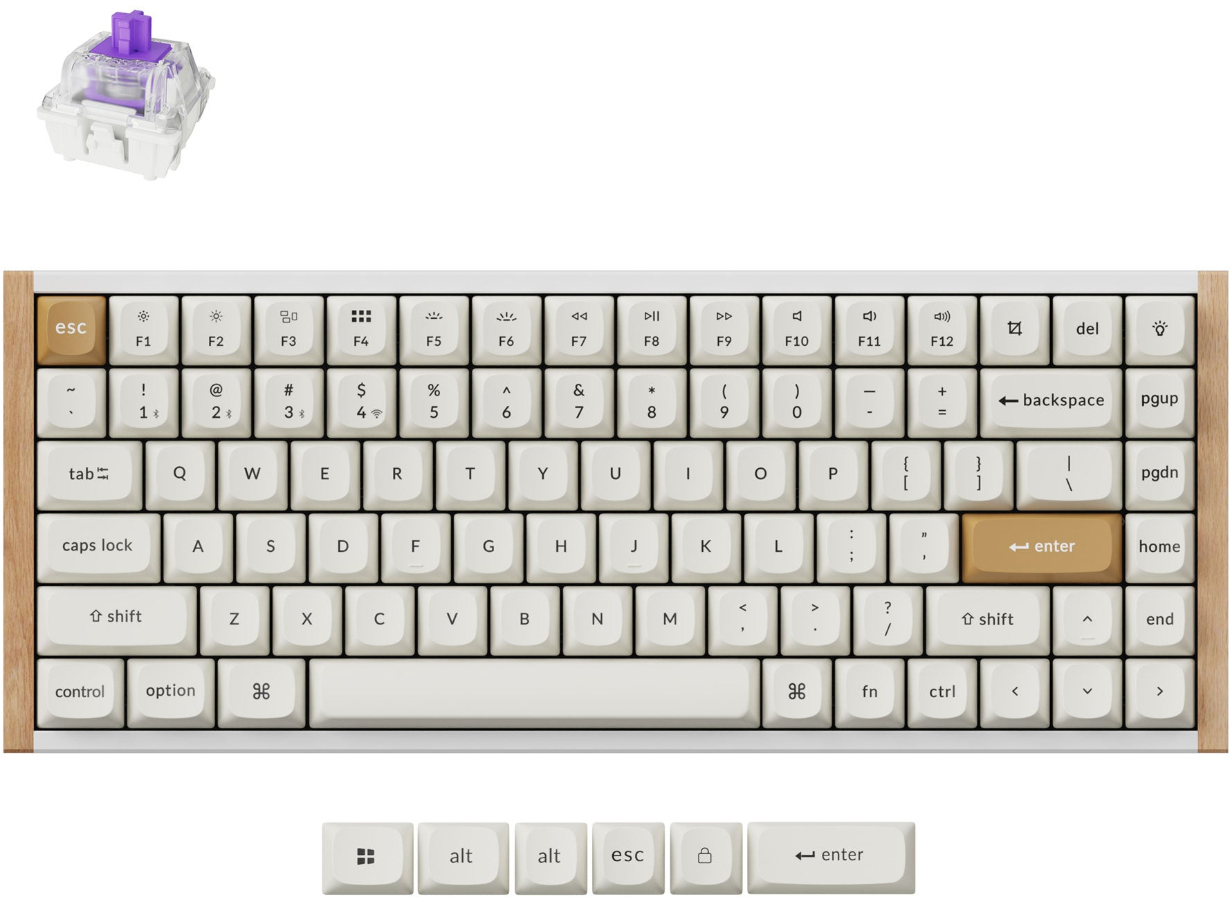 Клавиатура Keychron K2HE Gateron Double-Rail Magnetic Nebula, WL/BT/USB-A, QMK, Hot-swap, RGB, Wood, White (K2H-Q1-UA) фото 2