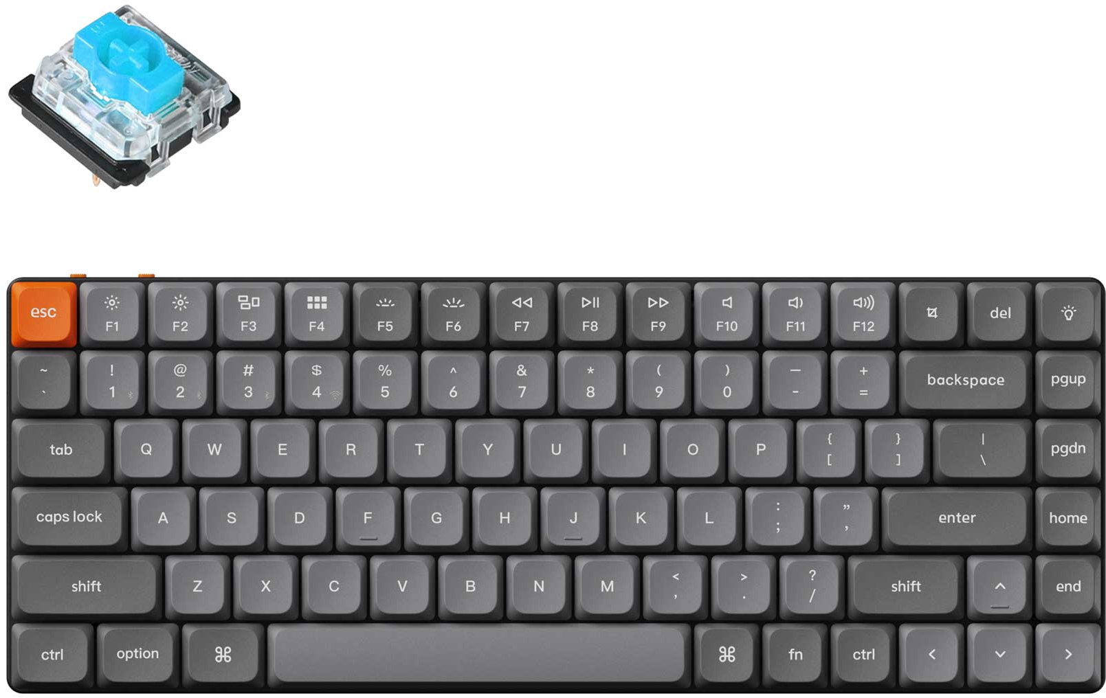 Клавіатура Keychron K3 Max 84Key, Gateron MX 2.0 Blue, WL/BT/USB-A, QMK, Hot-swap, EN/UKR, RGB, Black (K3M-H2-UA)фото2