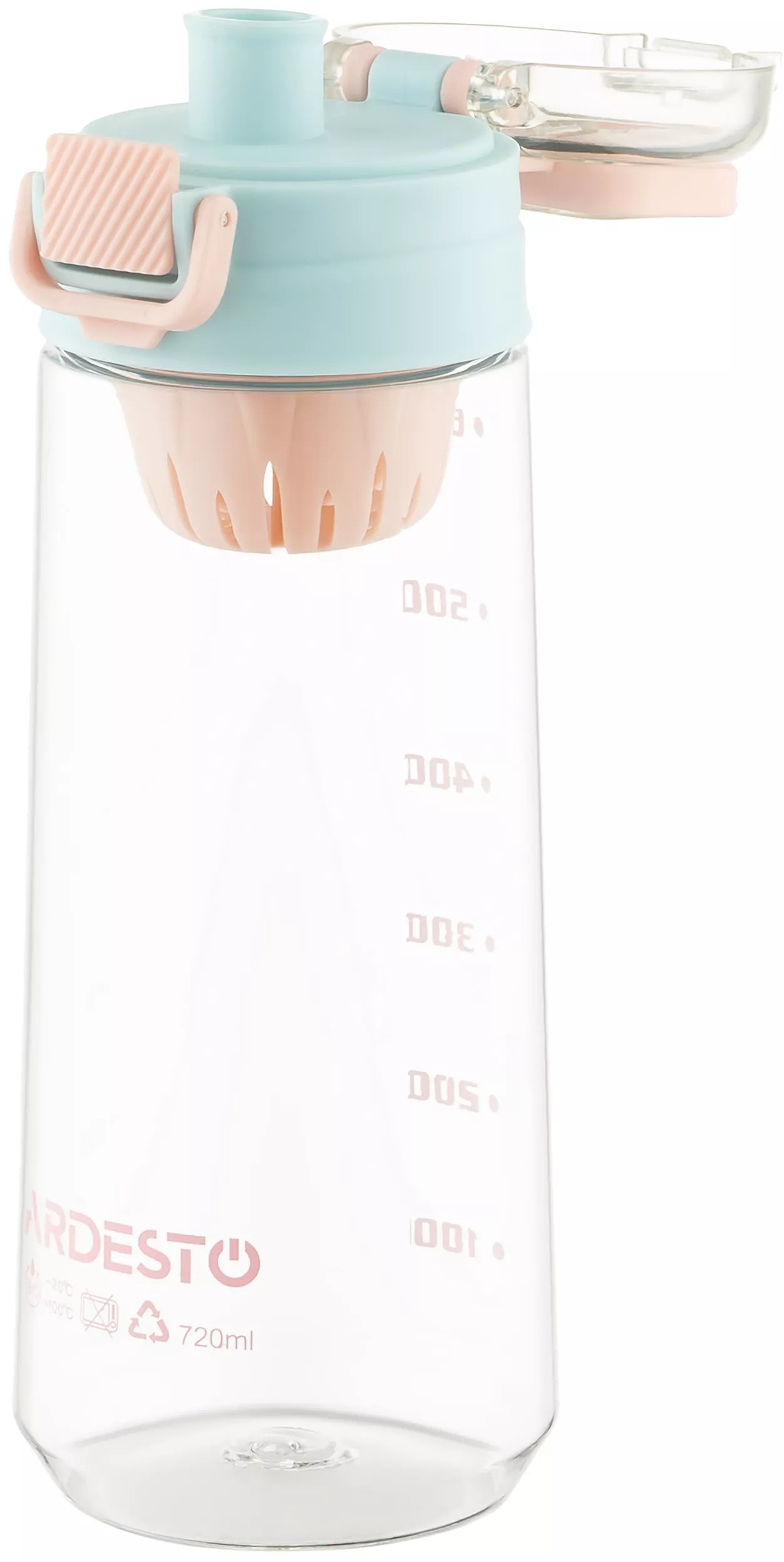 Бутылка для воды с отсеком для фруктов ARDESTO Duo 720мл, голубой, розовый (AR2272DB) фото 3
