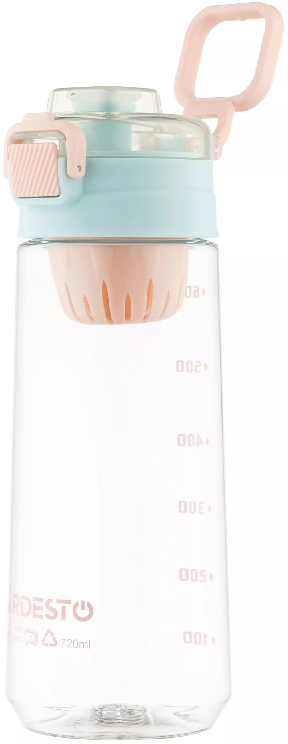 Бутылка для воды с отсеком для фруктов ARDESTO Duo 720мл, голубой, розовый (AR2272DB) фото 4