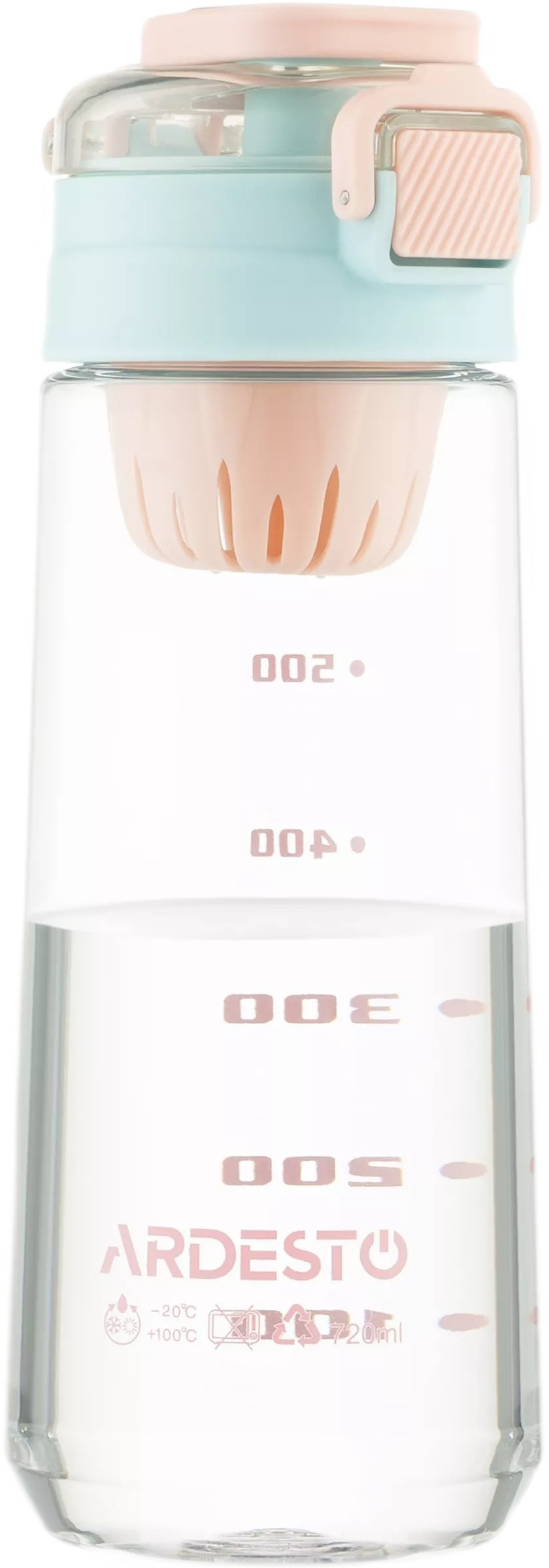 Бутылка для воды с отсеком для фруктов ARDESTO Duo 720мл, голубой, розовый (AR2272DB) фото 5