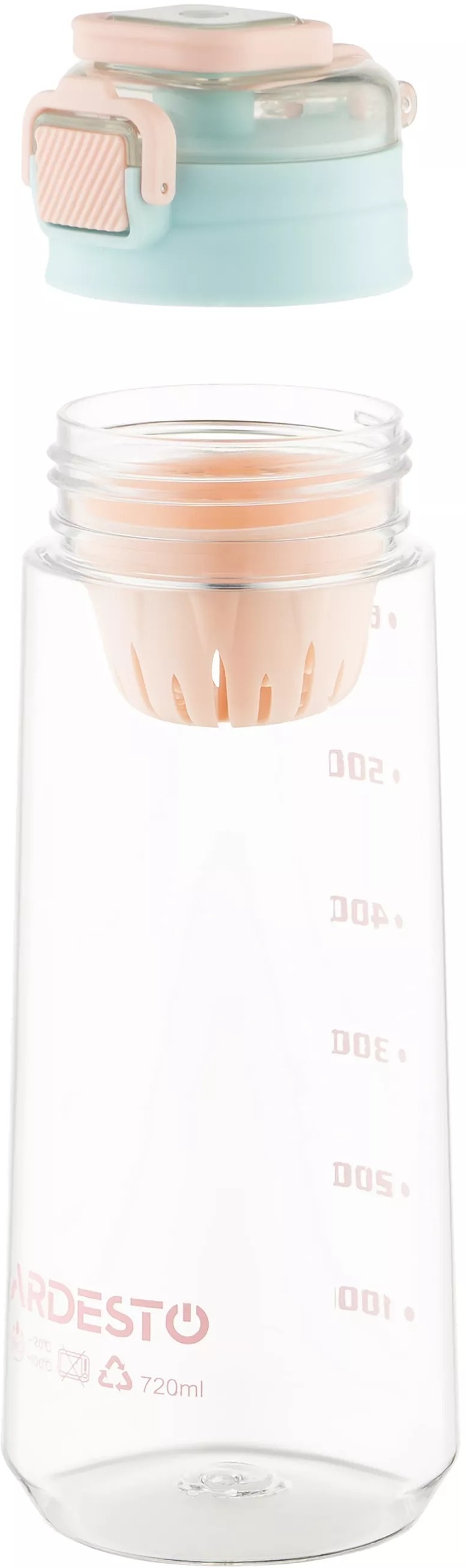 Бутылка для воды с отсеком для фруктов ARDESTO Duo 720мл, голубой, розовый (AR2272DB) фото 2