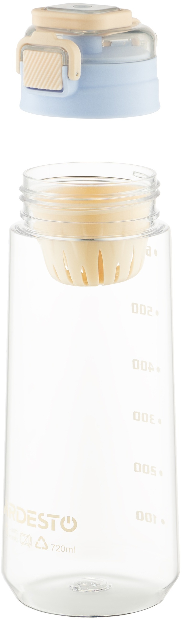 Бутылка для воды с отсеком для фруктов ARDESTO Duo 720мл, голубой, бежевый (AR2272DV) фото 4