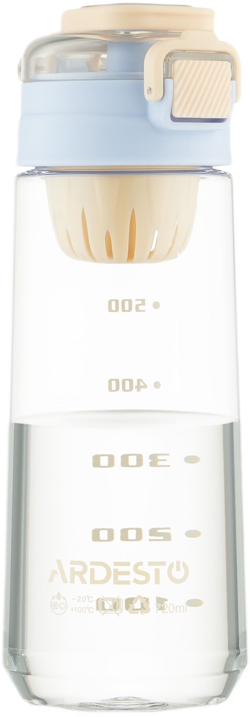 Бутылка для воды с отсеком для фруктов ARDESTO Duo 720мл, голубой, бежевый (AR2272DV) фото 5