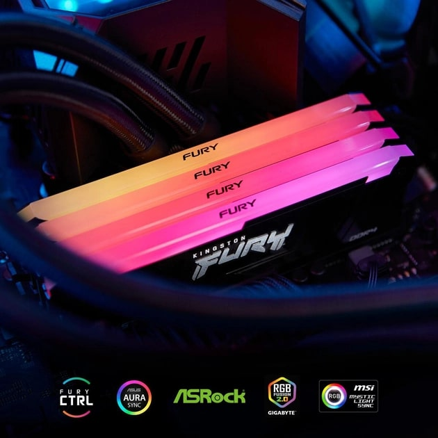 Память ПК Kingston DDR4 32GB 3200 FURY Beast RGB фото 2