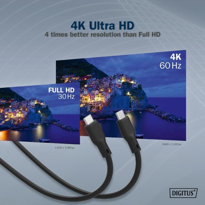 Кабель Digitus Type-C - Type-C Data/Charge, USB 3.2 Gen1, 5G, 100W, 4K, 2м, Black (AK-300342-020-S)фото8