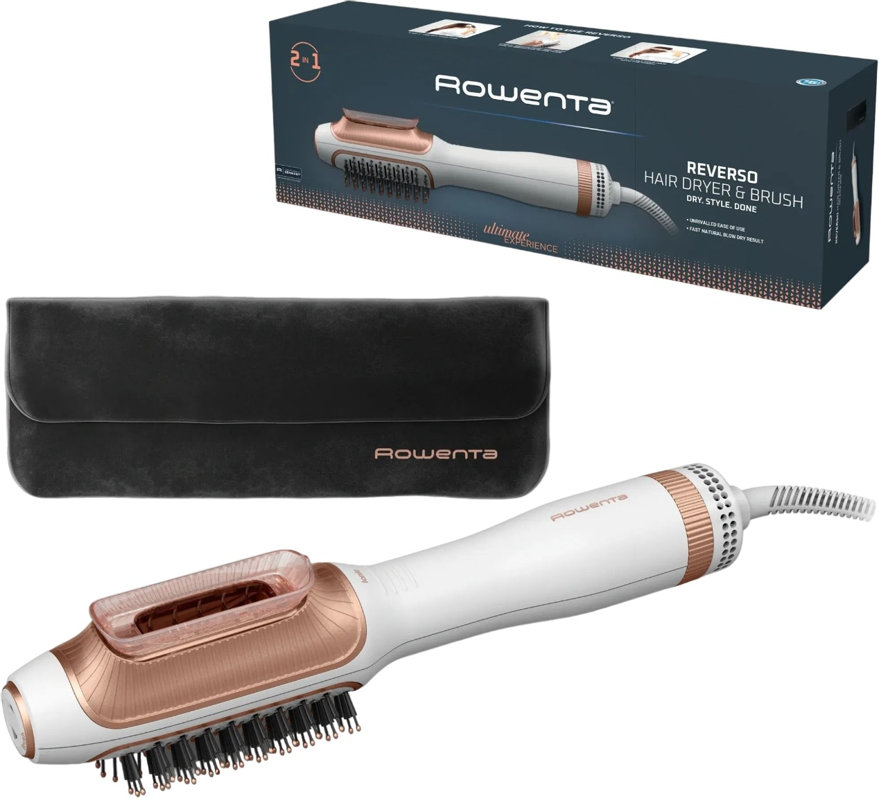 Фен-щітка Rowenta Reverso Dry&amp;Brush 2в1 CF9820F0фото