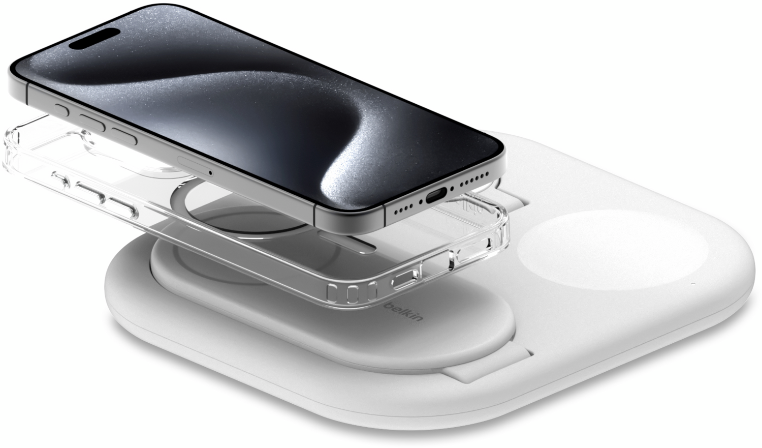 Беспроводное зарядное устройство Belkin 3в1 Magnetic Foldable iPhone/Watch/AirPods Qi2 15W, White (WIZ029VFWH) фото