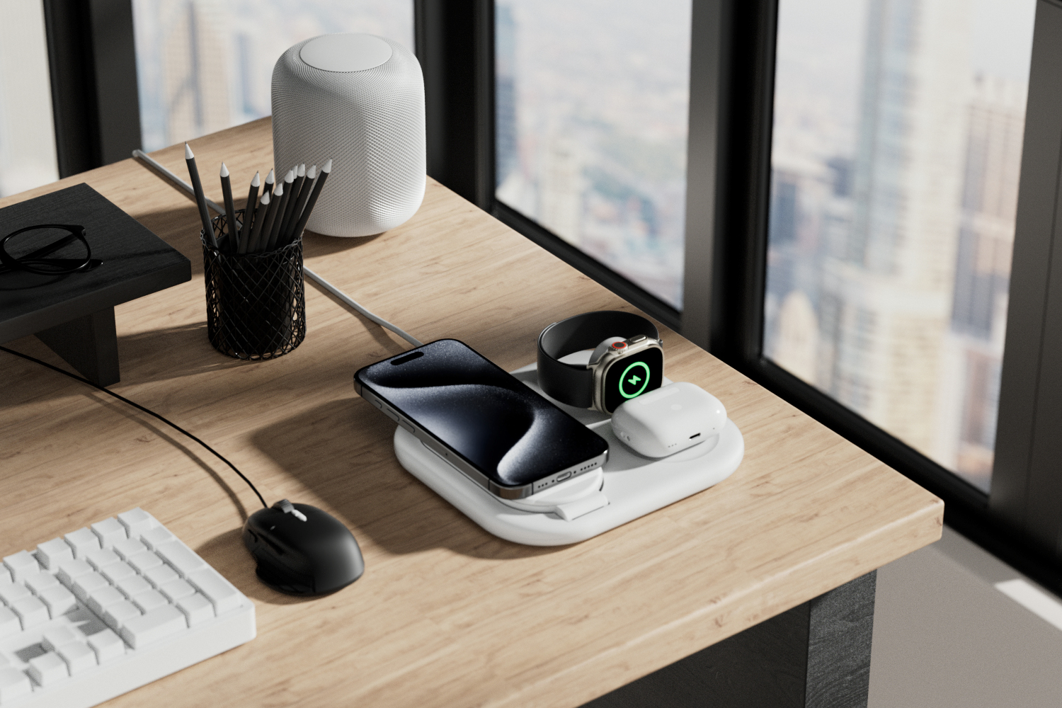 Беспроводное зарядное устройство Belkin 3в1 Magnetic Foldable iPhone/Watch/AirPods Qi2 15W, White (WIZ029VFWH) фото