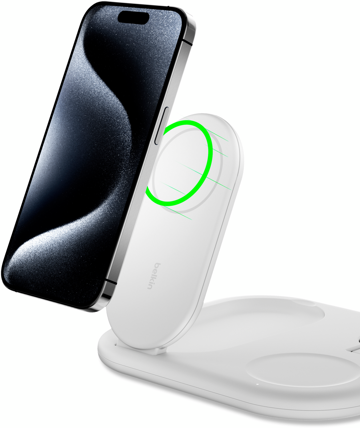 Беспроводное зарядное устройство Belkin 3в1 Magnetic Foldable iPhone/Watch/AirPods Qi2 15W, White (WIZ029VFWH) фото