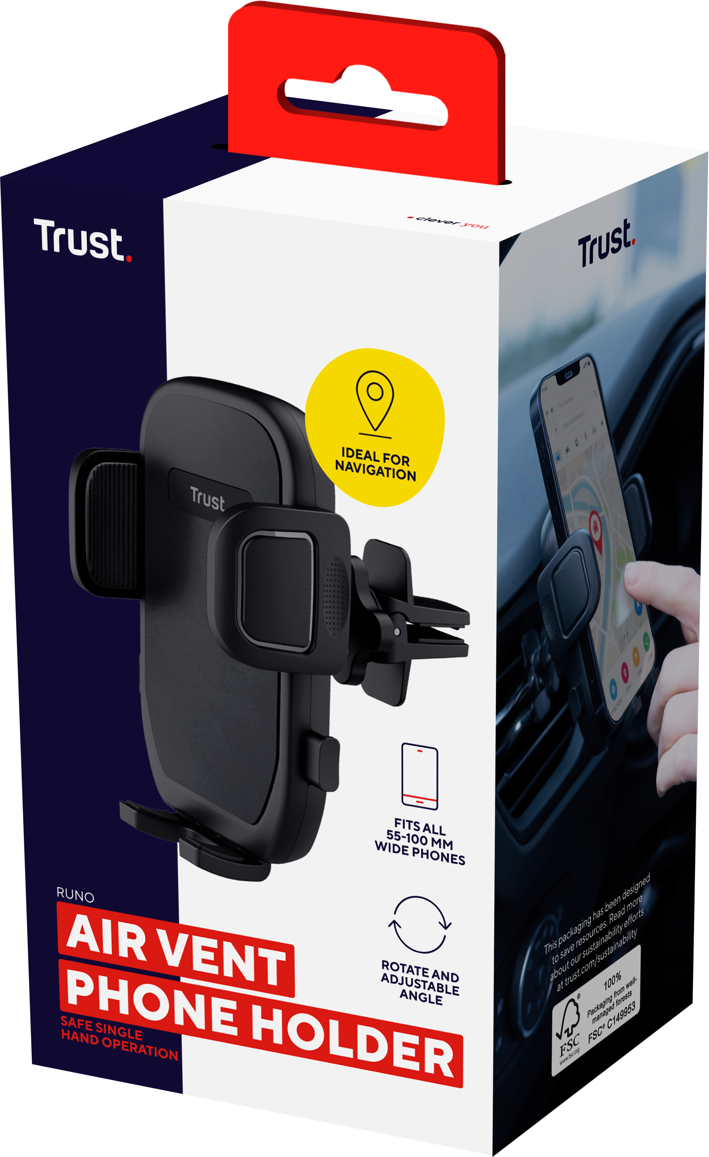 Автомобільний тримач Trust Runo Air vent для смартфона 4-7