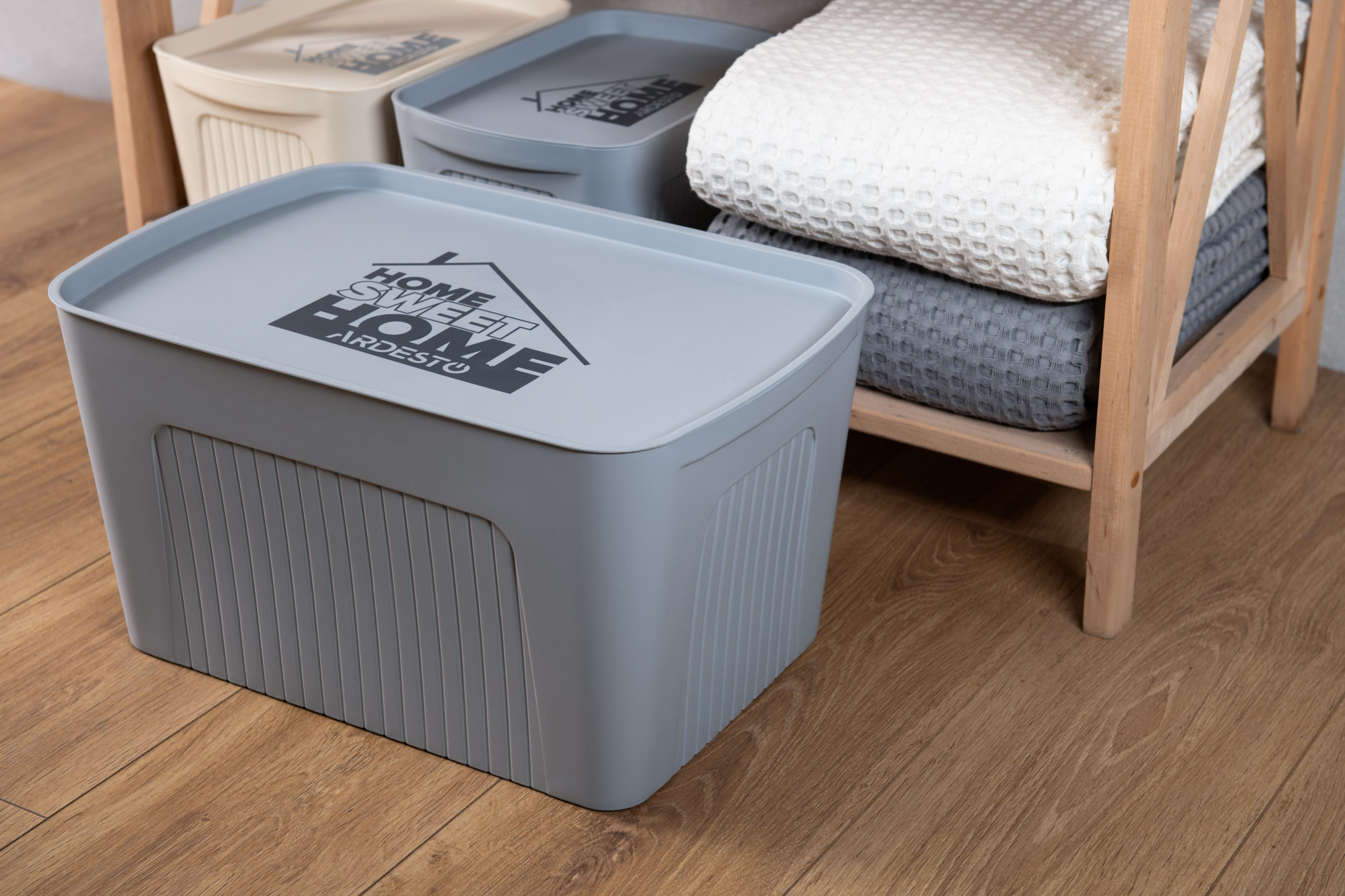 Кошик для зберігання ARDESTO 45.5х31х24.5см з кришкою 23л сірий (ARHC2523G)фото