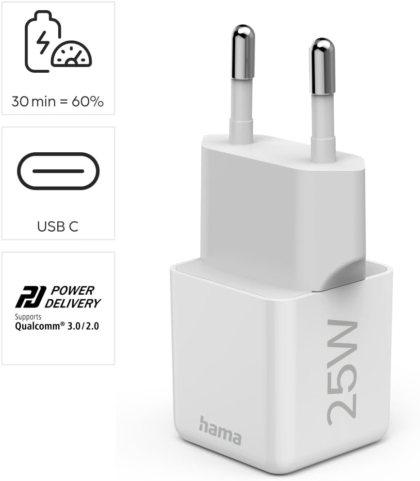 Сетевое зарядное устройство Hama 25W USB-С, PD, White (00201981) фото 14