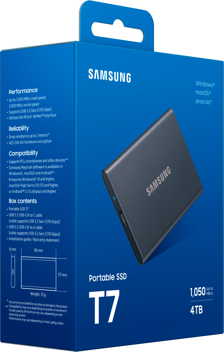 Портативний SSD Samsung 4TB USB 3.2 Gen 2 Type-C T7 Shield (MU-PC4T0T/WW)фото