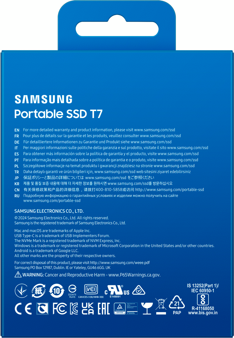 Портативний SSD Samsung 4TB USB 3.2 Gen 2 Type-C T7 Shield (MU-PC4T0T/WW)фото